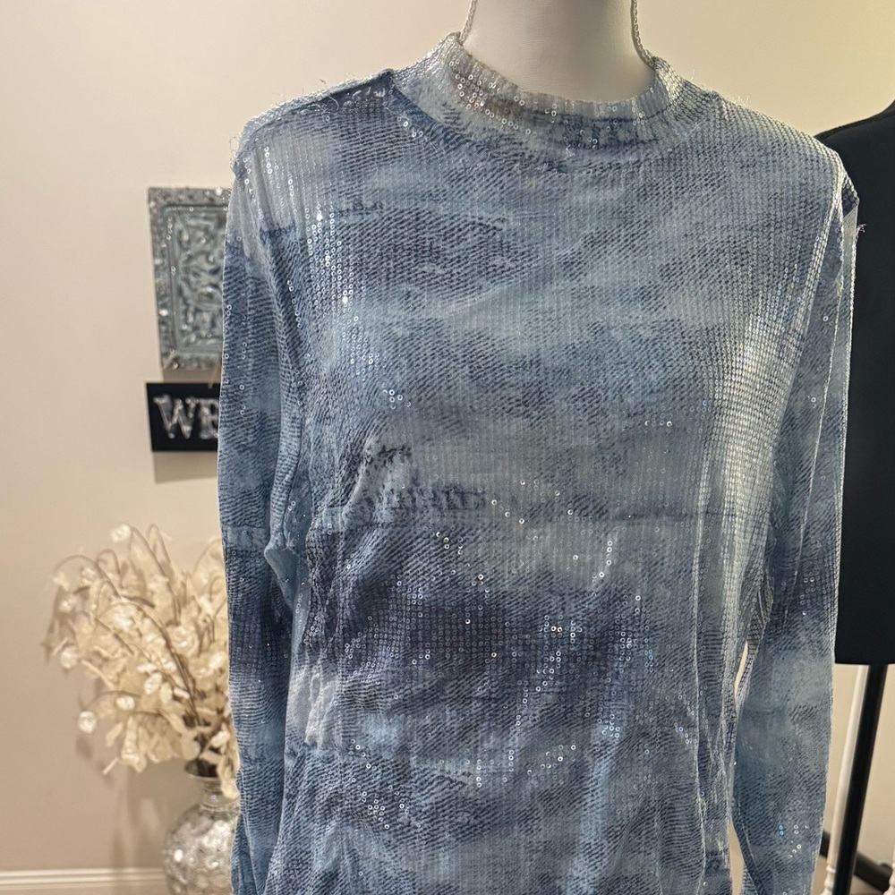 Fashion Nova Blue Long Sleeve Dress